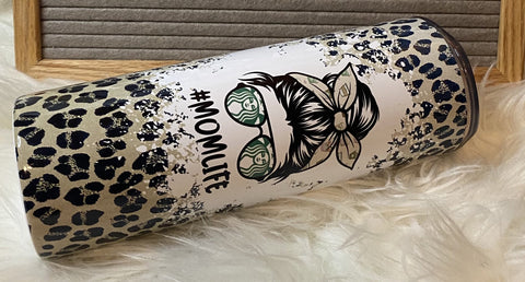 Mom life Star bucks themed leopard tumbler